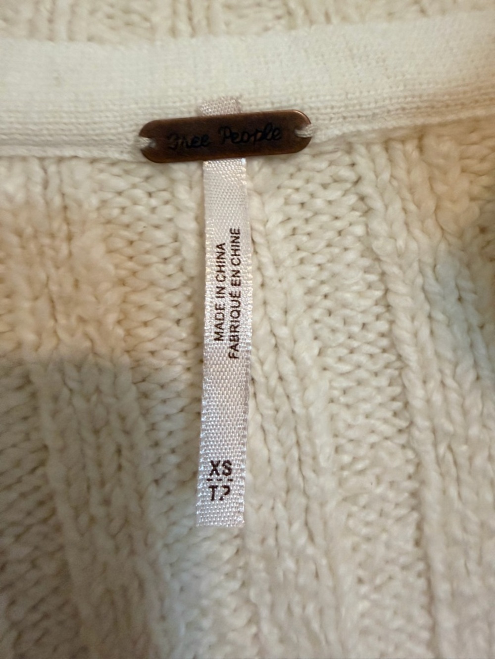 Free People Latte Henley Sweater in Ivory size XS - Picture 2 of 9